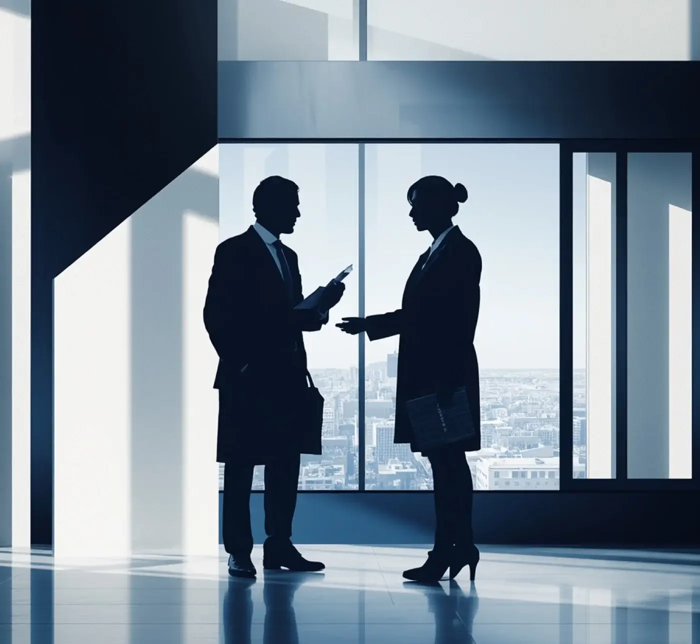 Advisors discussing portfolio strategy in a modern office